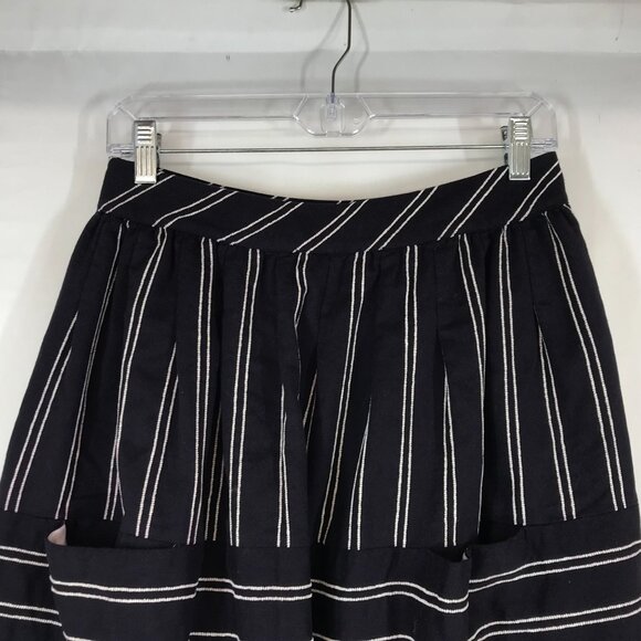 MAEVE - WOMEN'S 4 - NAVY WHITE STRIPE LINED A-LINE SKIRT - Picture 2 of 8